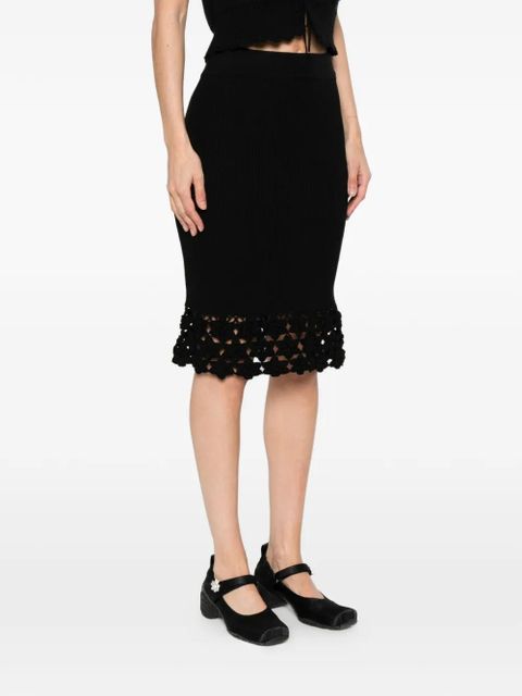 GANNI crochet midi skirt - Black