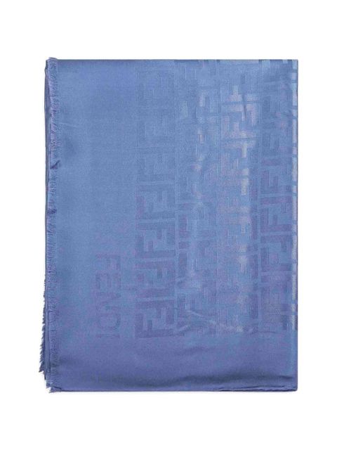 FENDI FF Stole jacquard fringed-hem silk scarf - Blue - zdjęcie produktu nr 1