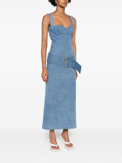 Rowen Rose belted denim midi dress - Blue - zdjęcie produktu nr 2