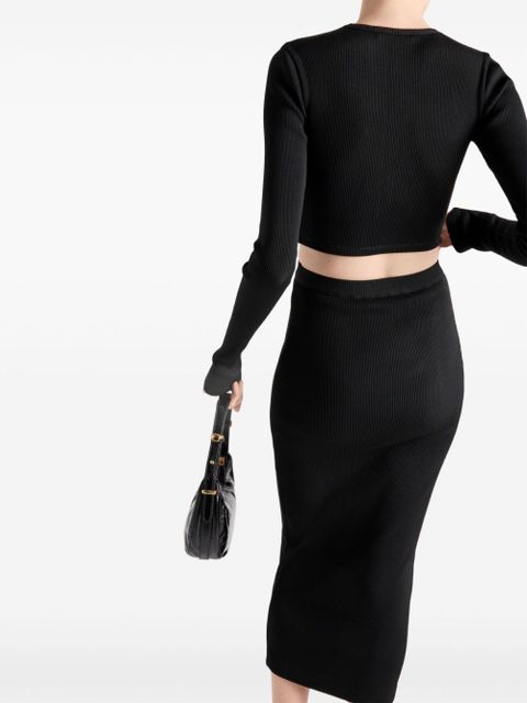 Prada ribbed jersey midi skirt - Black