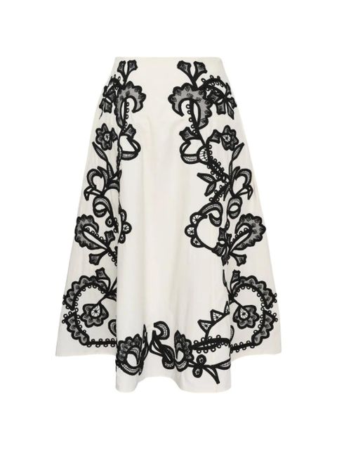 Ulla Johnson Ruby embroidered-detail midi A-line skirt - White - zdjęcie produktu nr 1