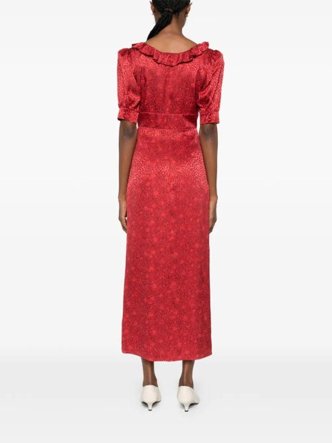 Alessandra Rich ruffled jacquard midi dress - Red - zdjęcie produktu nr 2