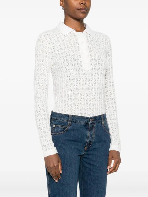 PINKO lace-panel polo bodysuit - White