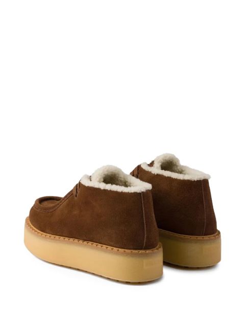 Prada suede platform boots - Brown