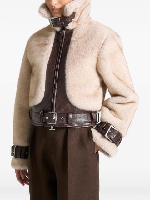 Manière De Voir Deya buckle belted faux-fur jacket - Neutrals