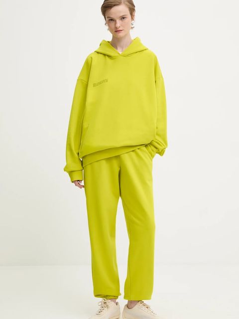 Pangaia spodnie dresowe bawełniane kolor zielony gładkie 10000295