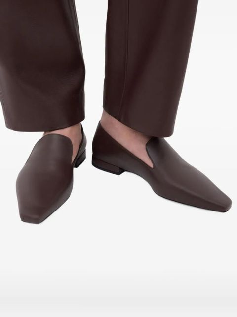 LouLou de Saison Carole Lds leather square-toe loafers - Brown