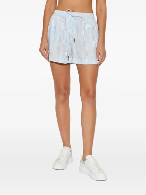Alexander McQueen skull-print drawstring shorts - Blue