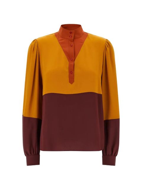 Saint Laurent colourblock high-neck blouse - Yellow - zdjęcie produktu nr 1
