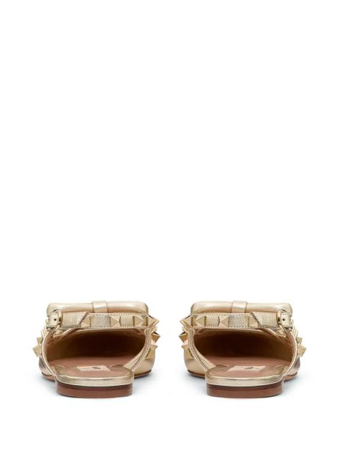 Valentino Garavani Rockstud Bow slingback ballet flats - Gold