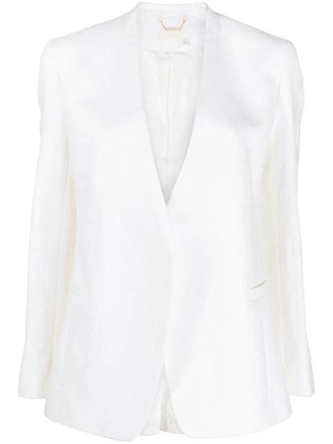 Chloé V-neck linen blazer - Neutrals - zdjęcie produktu nr 1
