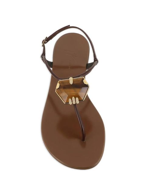 Giuseppe Zanotti gemstone detail leather sandals - Brown