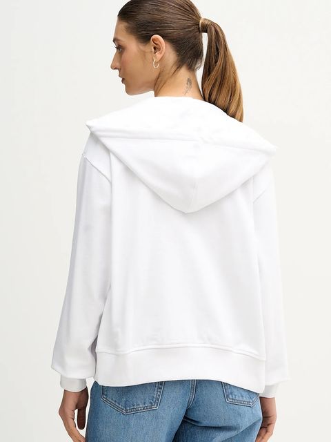 Calvin Klein Jeans bluza damska kolor biały z kapturem gładka LV047B237G