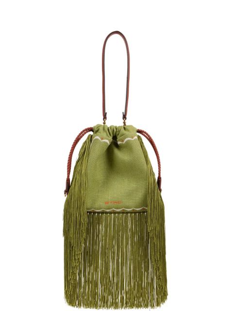 ETRO Small Kalispera embroidery fringes bucket bag - Green - zdjęcie produktu nr 1