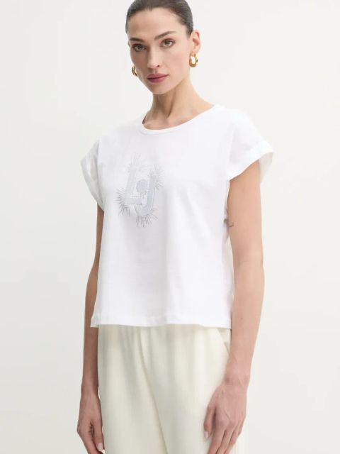 Liu Jo t-shirt bawełniany damski kolor biały VA5151.JS923