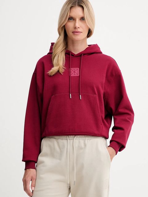 Calvin Klein bluza damska kolor bordowy z kapturem gładka LV044D204G - zdjęcie produktu nr 1