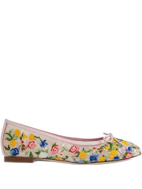 Manolo Blahnik embroidered floral ballerina shoes - Pink - zdjęcie produktu nr 1