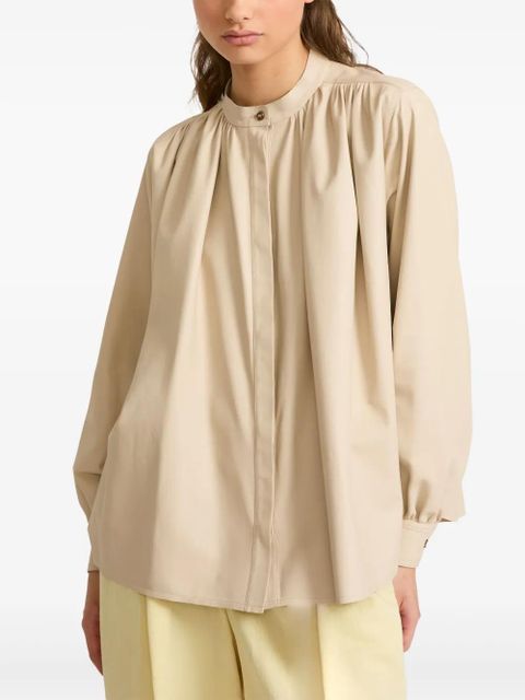 Yves Salomon pleated leather shirt - Neutrals