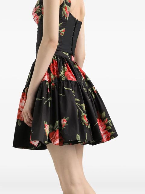 Dolce & Gabbana tiered floral mini skirt - Black