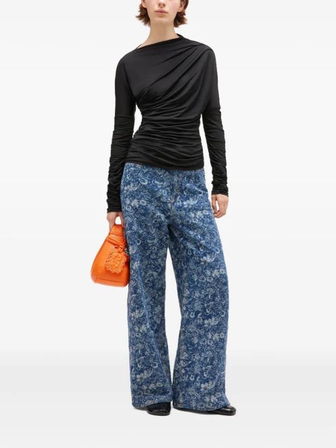 GANNI ruched jersey top - Black