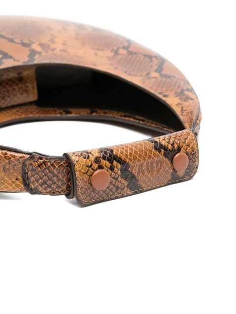STAUD Moon snakeskin handle tote bag - Brown