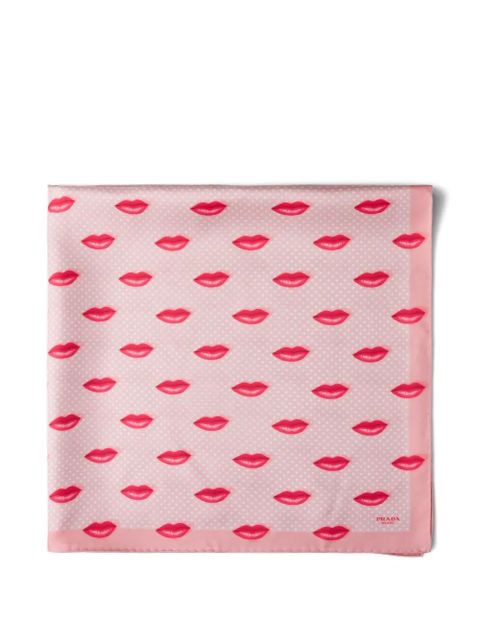 Prada printed silk twill scarf, 90 x 90 cm - Pink - zdjęcie produktu nr 1
