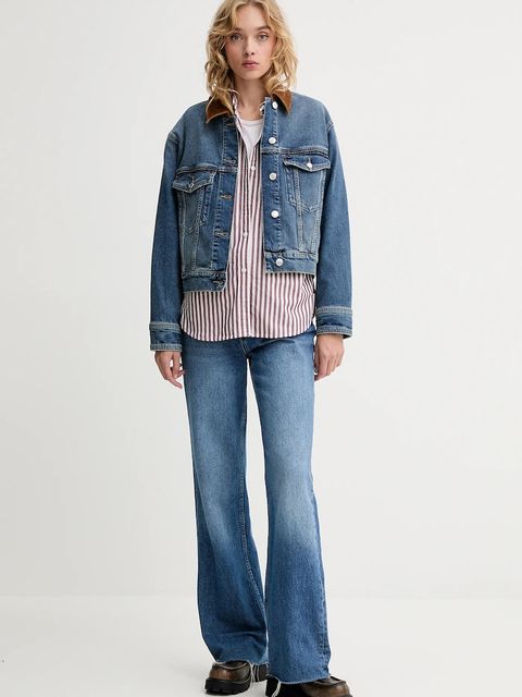 Levi's koszula bawełniana damska kolor brązowy relaxed z kołnierzykiem klasycznym 001HM