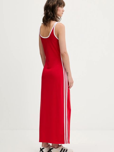 adidas Originals sukienka 3S TANK DRESS kolor czerwony maxi dopasowana JD4620