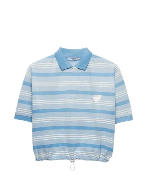 Prada striped print piqué polo shirt - Blue - zdjęcie produktu nr 1