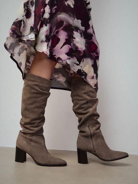 Medicine kozaki zamszowe kolor szary na słupku - zdjęcie produktu nr 1