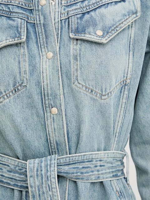 BOSS Orange sukienka jeansowa kolor niebieski midi prosta 50546068