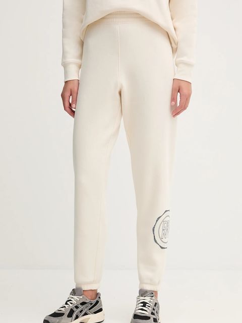 Dkny spodnie dresowe damskie kolor beżowy z aplikacją DP5P3667 - zdjęcie produktu nr 1