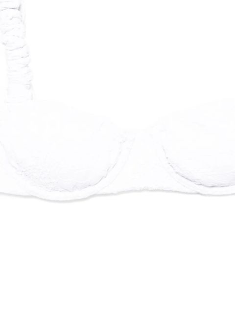 FARM Rio floral-embroidered bikini top - White