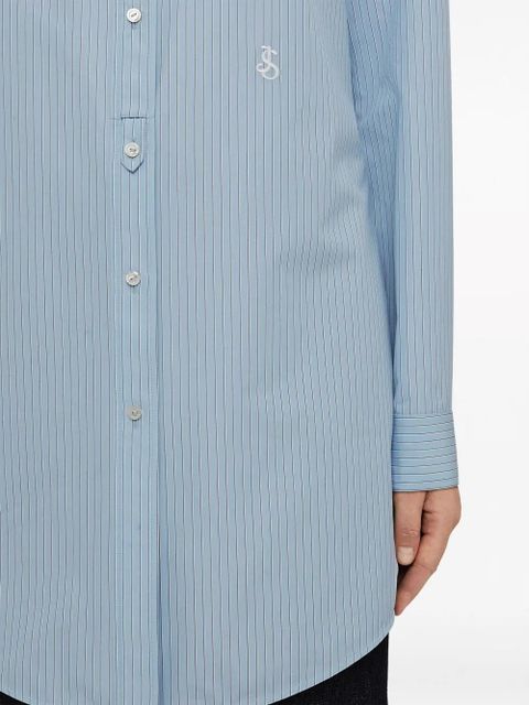 Jil Sander striped logo-patch cotton shirt - Blue - zdjęcie produktu nr 2