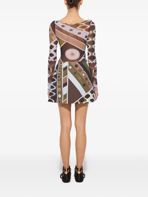 PUCCI Vivara-print tulle top - Brown