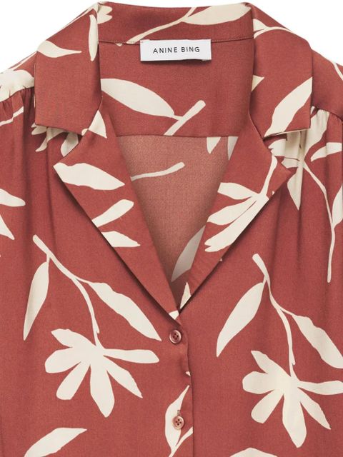 ANINE BING Row daisy-print shirt - Red