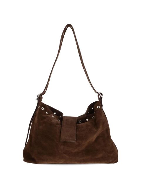 MISBHV eyelet-trim logo-plaque shoulder bag - Brown