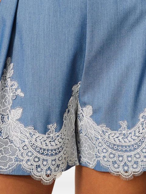 TWINSET lace-detail belted short - Blue