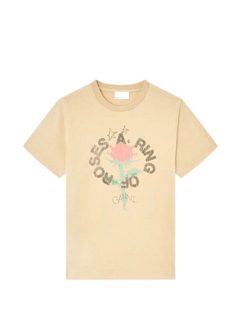 GANNI floral-print round-neck T-shirt - Neutrals - zdjęcie produktu nr 1