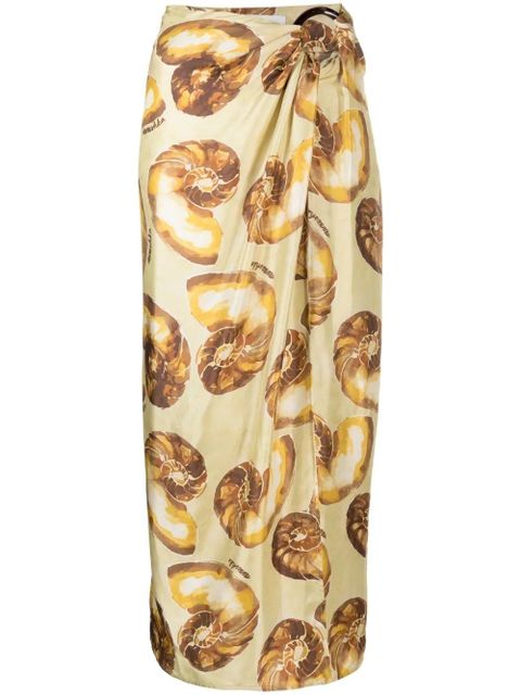 Nanushka shell-print sarong midi skirt - Neutrals - zdjęcie produktu nr 1