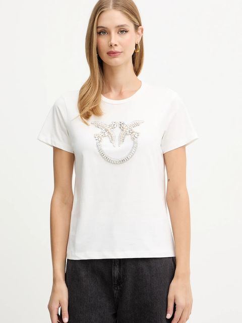 Pinko t-shirt bawełniany damski kolor biały 100535 A2RN - zdjęcie produktu nr 1