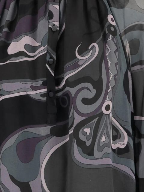 PUCCI abstract-print ruffled blouse - Black
