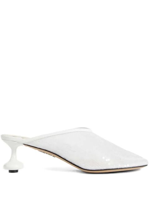 LOEWE 450mm sequin-embellished sculpted-heel mules - White - zdjęcie produktu nr 1
