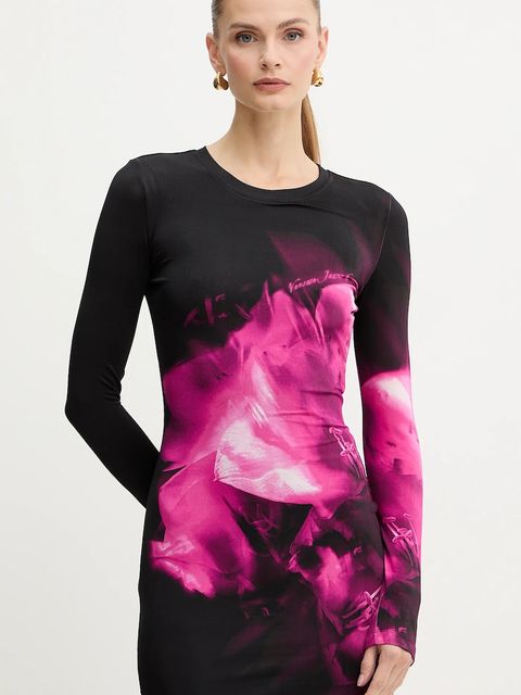 Versace Jeans Couture sukienka kolor czarny midi dopasowana 79HAO9P0 JS526