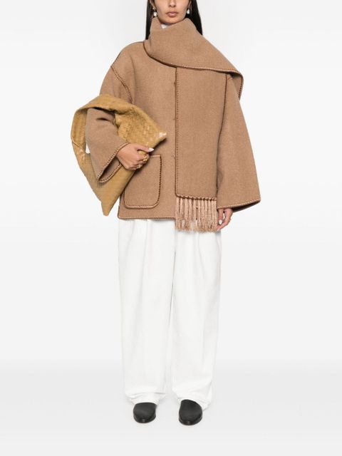TOTEME whipstitch-trim scarf jacket - Brown - zdjęcie produktu nr 2