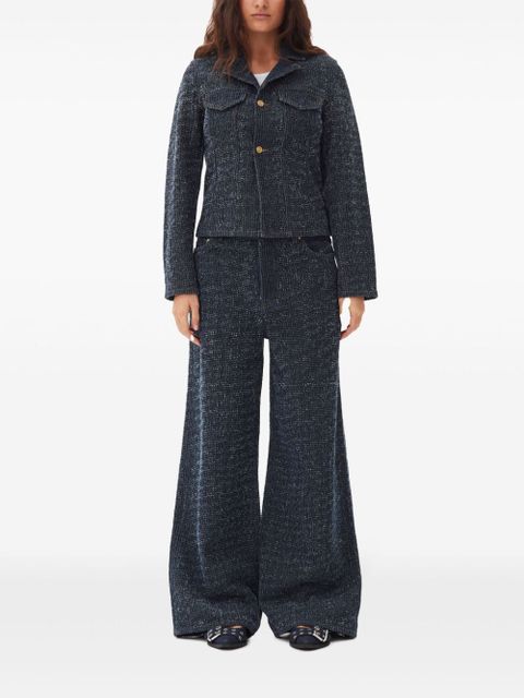 GANNI fluffy denim fitted blazer - Blue