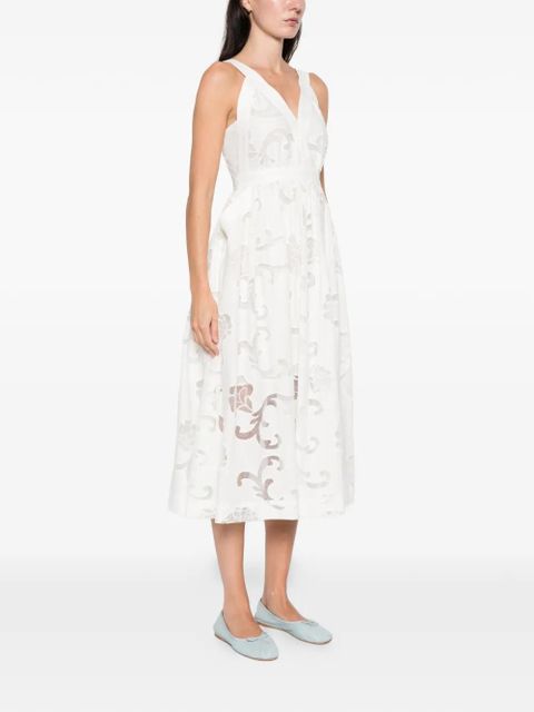 SANDRO floral V-neck midi dress - White