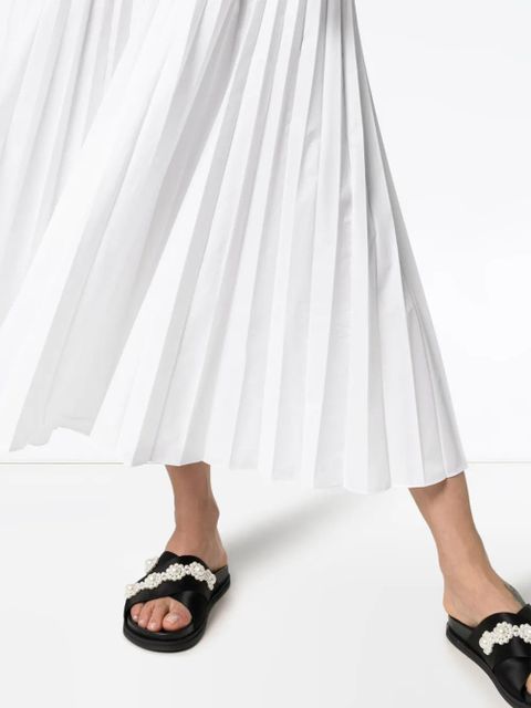 Valentino Garavani pleated cotton-blend poplin dress - White