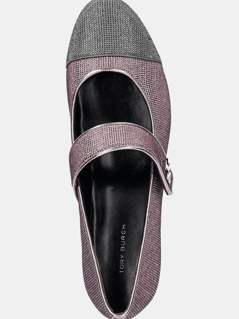 Tory Burch czółenka zamszowe Cap-Toe Mary Jane Pave Heel Ballet