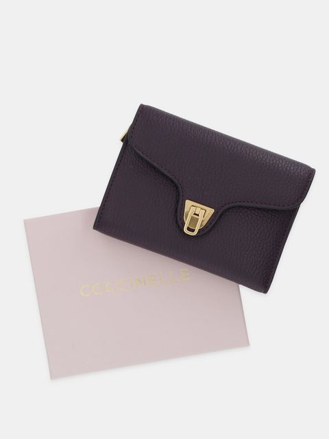 Coccinelle portfel skórzany damski kolor fioletowy